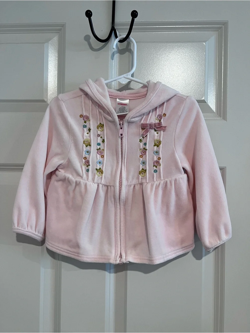 Vintage Gymboree Light Pink Hooded Floral Zip Jacket